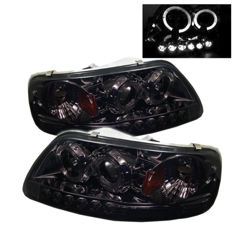 SPYDER 5010285 | Spyder Ford Expedition ( Manu. Date June ) 1PC Halo LED ( Replaceable LEDs ) Projector Headlights - Smoke - (PRO-YD-FF15097-1P-AM-SMC); 1997-2002