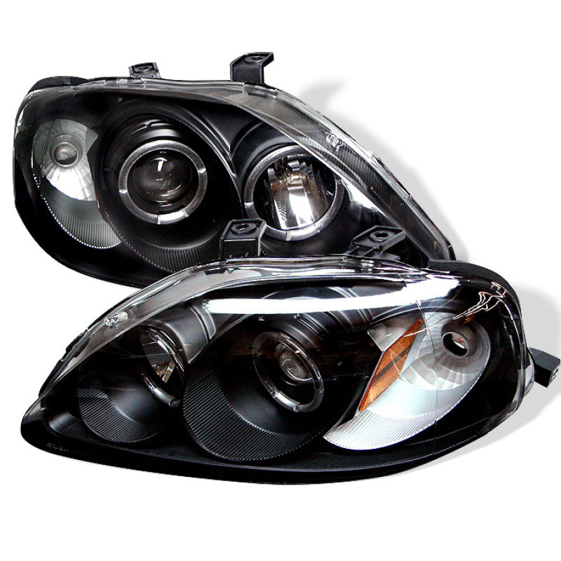 SPYDER 5010933 | Spyder Honda Civic Halo Projector Headlights - Black - (PRO-YD-HC99-AM-BK); 1999-2000