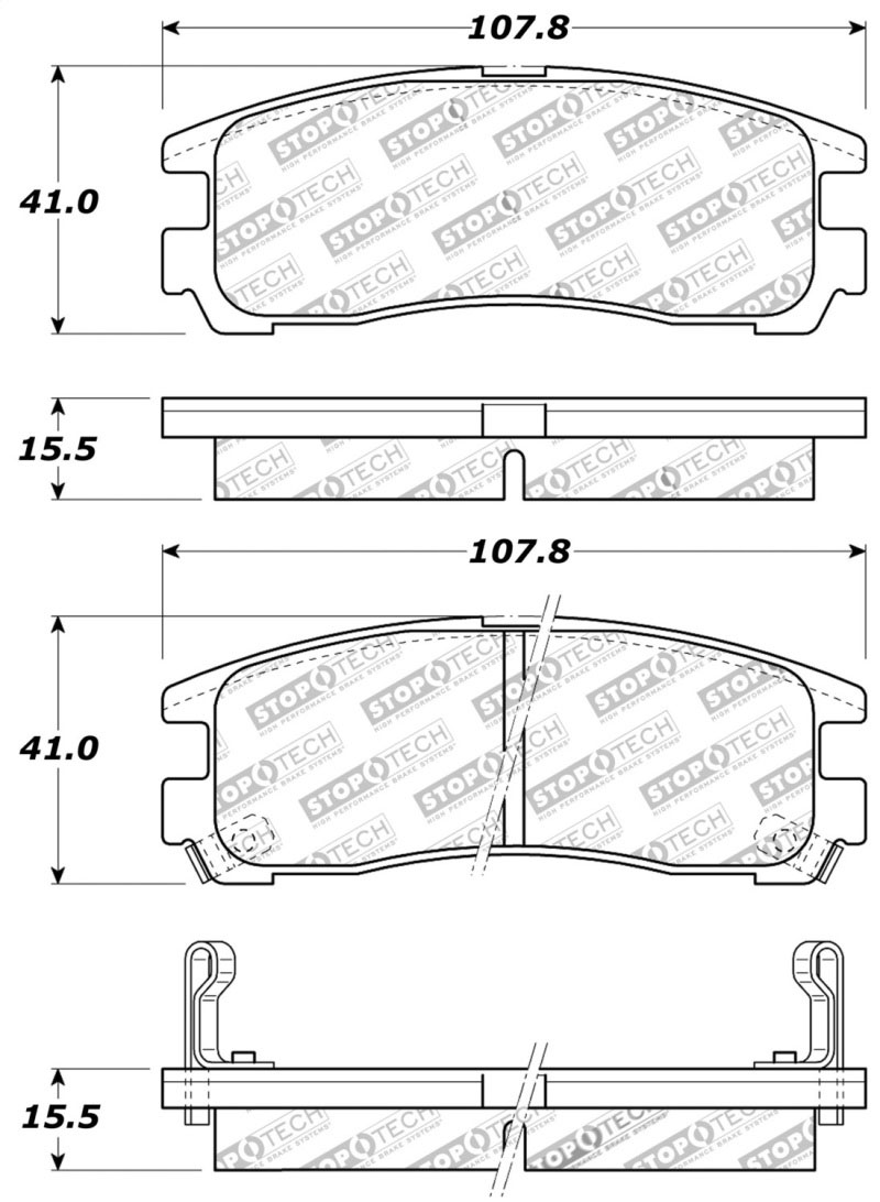 Stoptech 309.03830 | StopTech Sport Brake Pads Chrysler Sebring, Rear; 1995-2005