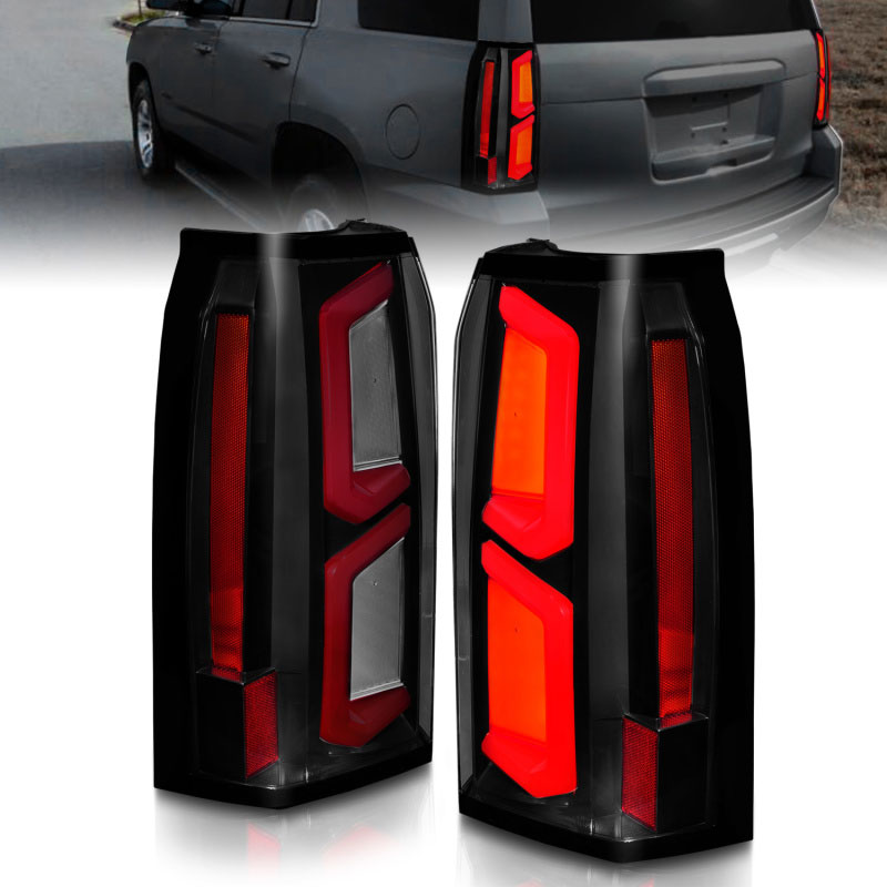 ANZO 311375 | 2015-2020 Chevrolet Tahoe LED Tail Lights w/ Light Bar Black Housing Somke Lens; 2015-2020