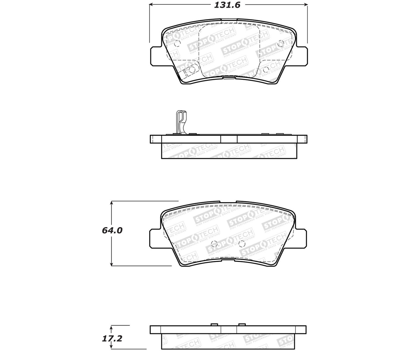 Stoptech 308.14450 | StopTech Street Brake Pads Hyundai Sonata Hybrid 300mm Front Disc, Rear; 2015-2015