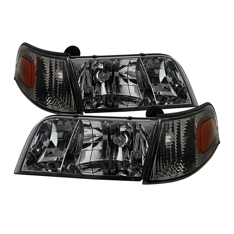 SPYDER 9031045 | Xtune Crown Victoria 98-11 Crystal Headlights w/ Corner Lights Set Smoked HD-JH-CRVI98-SET-SM; 1998-2011