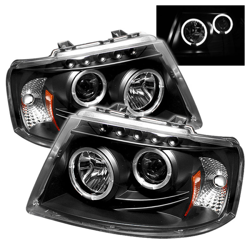 SPYDER 5010117 | Spyder Ford Expedition Halo LED ( Replaceable LEDs ) Projector Headlights - Black - (PRO-YD-FE03-HL-BK); 2003-2006