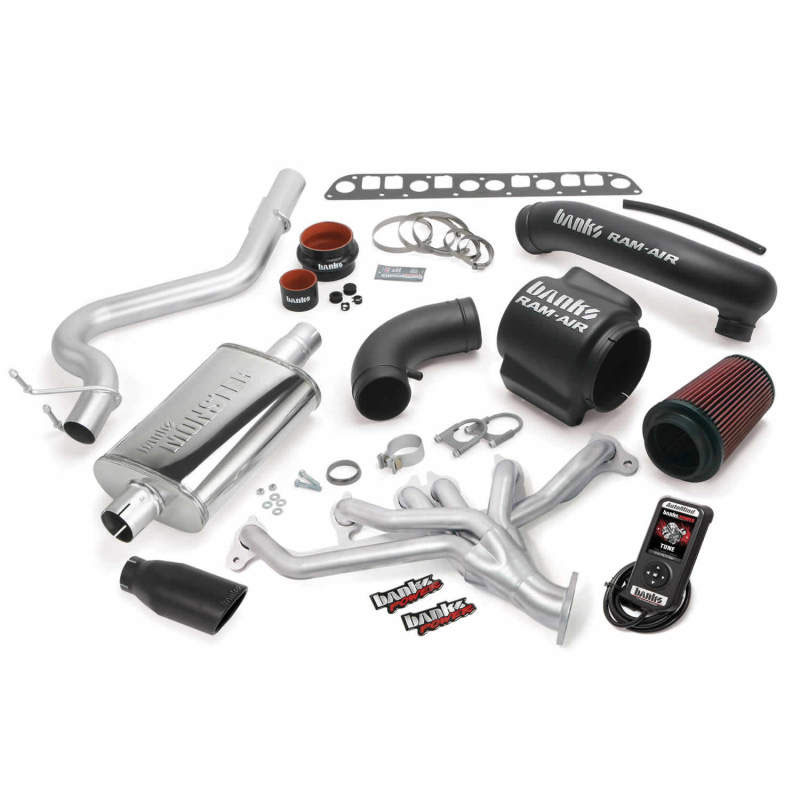 Banks Power 51335-b | 04-06 Jeep 4.0L Wrangler PowerPack System - SS Single Exhaust w/ Black Tip; 2004-2006