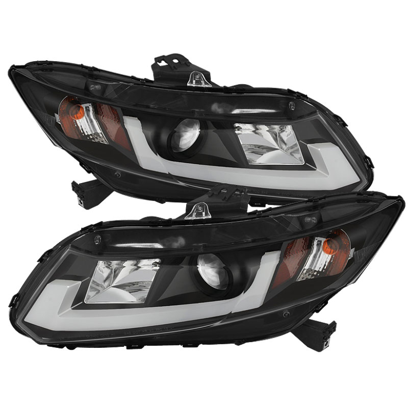 SPYDER 5076519 | Spyder Honda Civic Projector Headlights (does not fit the Civic coupe) - Light Bar DRL - Black - (PRO-YD-HC12-DRL-BK); 2012-2014