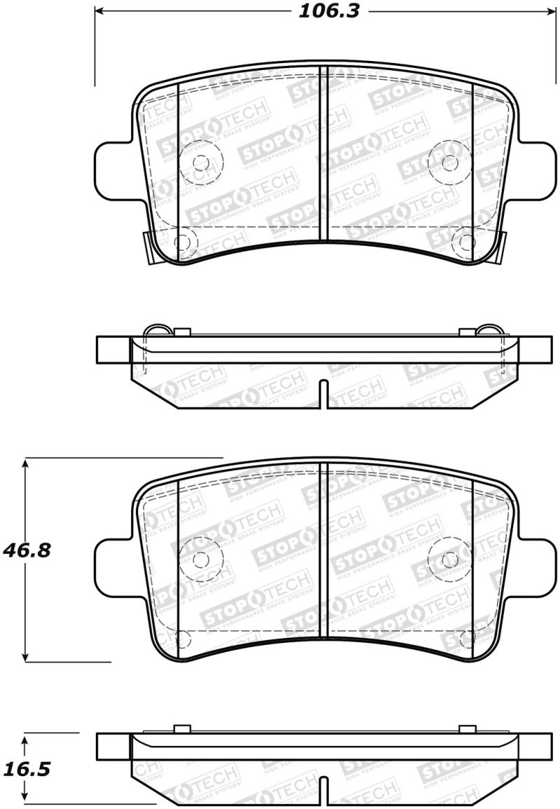 Stoptech 308.14301 | StopTech Street Brake Pads Buick Regal 296mm Front Disc, Rear; 2011-2017