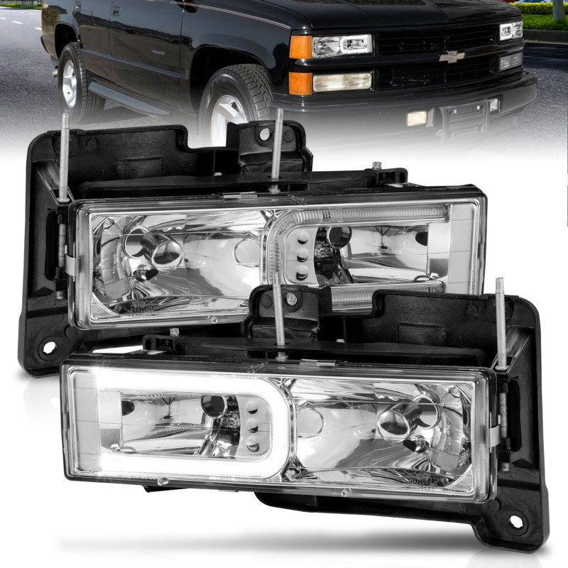 ANZO 111499 | 1999-2000 Cadillac Escalade Crystal Headlights; 1999-2000