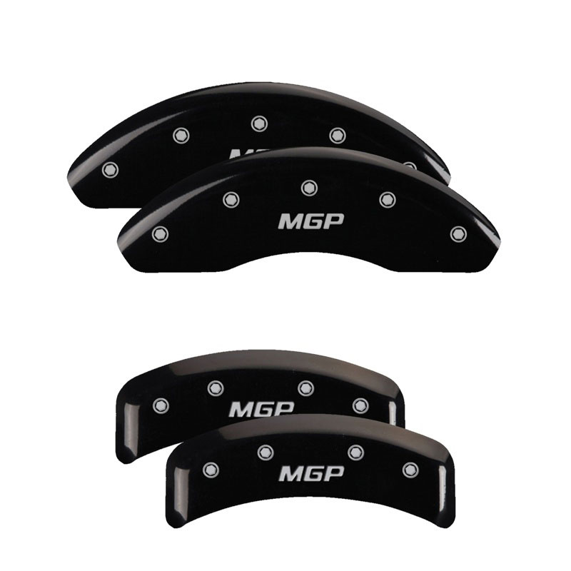 MGP 38011SMGPBK | MGP 4 Caliper Covers Engraved Front & Rear MGP Black finish silver ch; 2006-2008