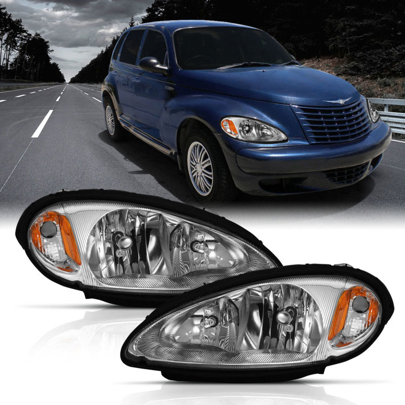 ANZO 111472 | 2001-2005 Chrysler Pt Cruiser Crystal Headlight Chrome Amber (OE); 2001-2005