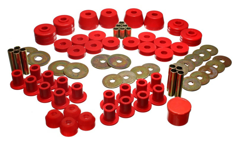 Energy Suspension 5.18101r | 85-92 VW Golf/GTI/Jetta / 72-93 Dodge Ramcharger Red Hyper-flex Master Bushing Set; 1985-1992