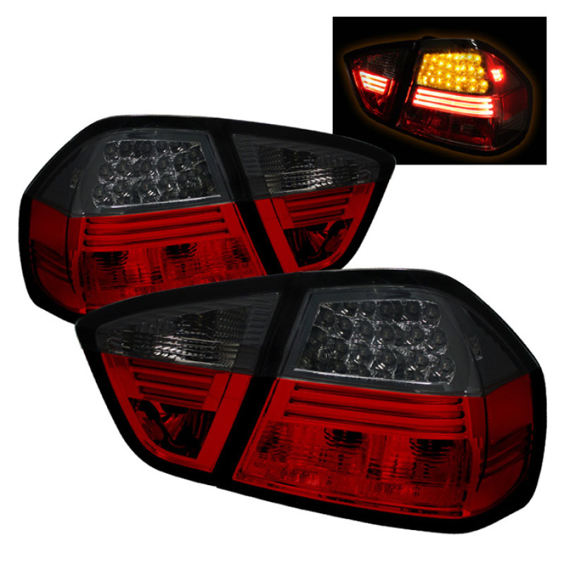 SPYDER 5000910 | Spyder BMW E90 3-Series 4Dr LED Tail Lights - Red Smoke - (ALT-YD-BE9006-LED-RS); 2006-2008