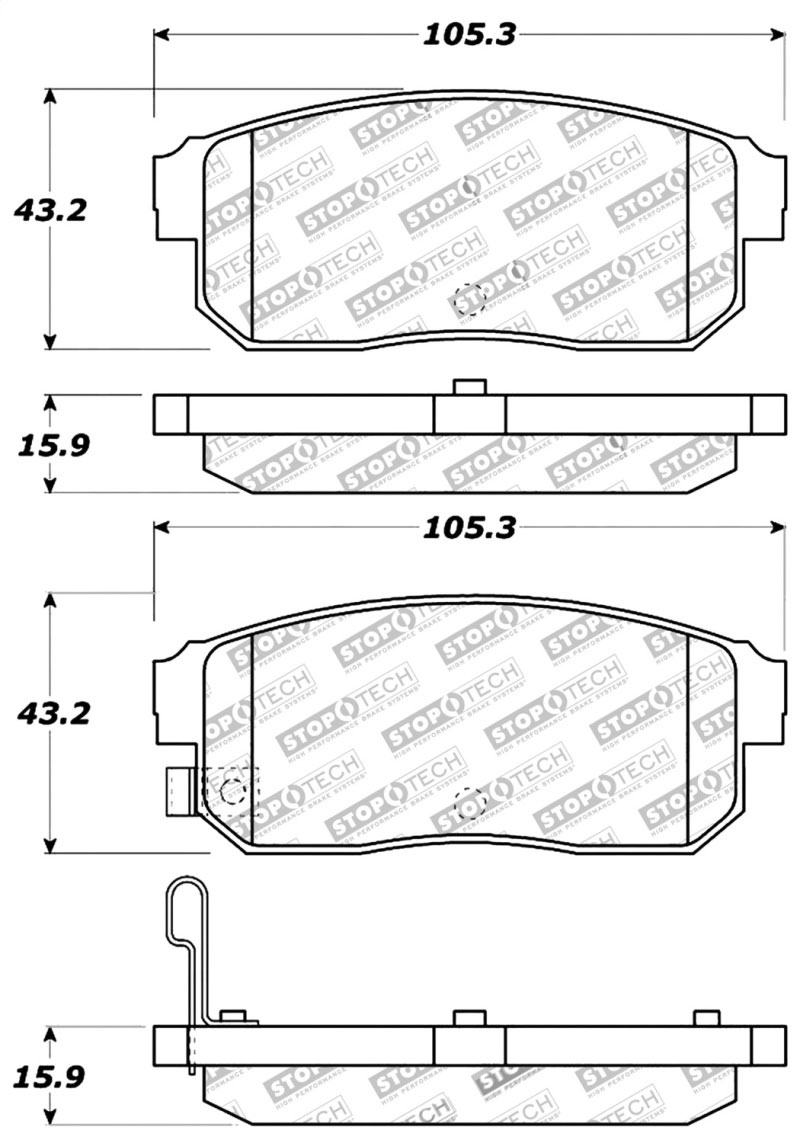 Stoptech 309.09000 | StopTech Sport Brake Pads Nissan Sentra LE Fr 4/03, Rear; 2004-2004