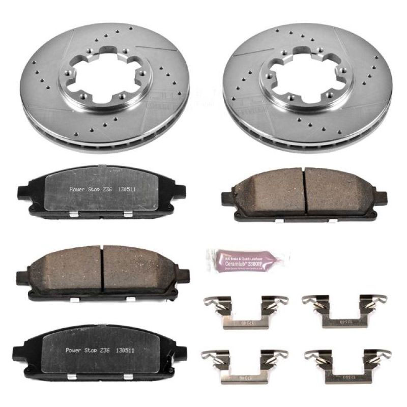 PowerStop k1175-36 | Power Stop 96-98 Nissan Pathfinder Front Z36 Truck & Tow Brake Kit; 1996-1998