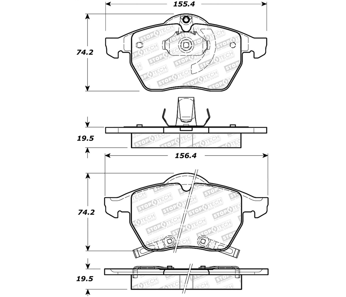 Stoptech 308.07360 | StopTech Street Brake Pads Audi A4 Quattro, Front; 1996-1996