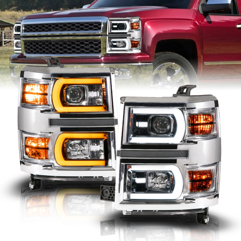 ANZO 14-15 Chevy Silverado 1500 Chrome Dual Switchback+Sequential LED