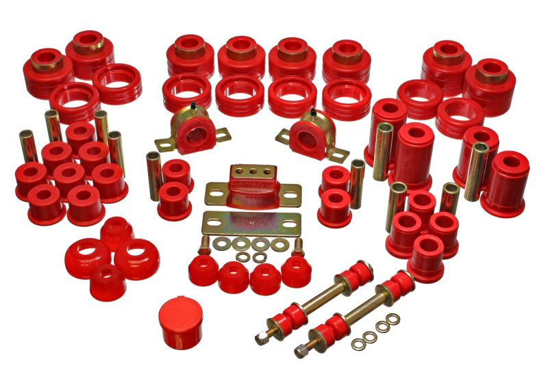 Energy Suspension 3.18107r | 88-98 Chevy/GMC 2WD 1/2, 3/4, 1 Ton PickUp Red Hyper-flex Master Bushing Set; 1988-1998