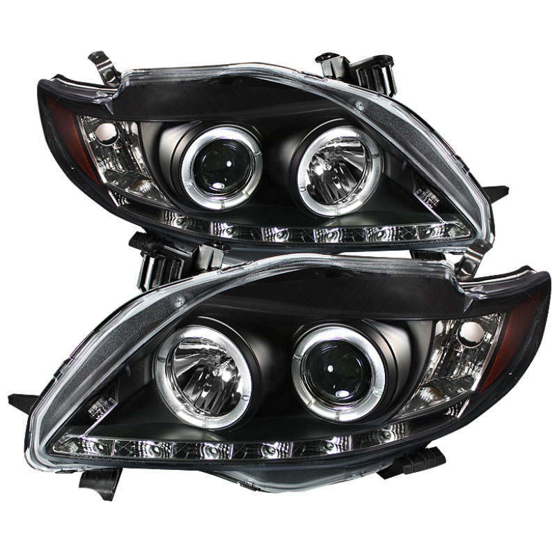 SPYDER 5032515 | Spyder Toyota Corolla DRL LED Projector Headlights - Black - (PRO-YD-TC09-DRL-BK); 2009-2010