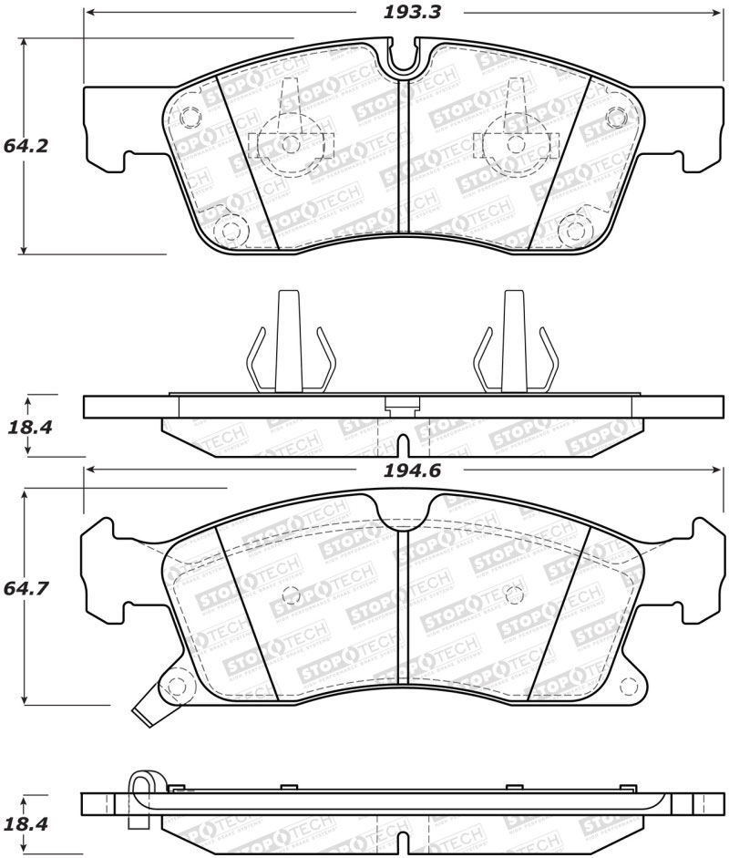 Stoptech 308.14550 | StopTech Street Brake Pads Mercedes-Benz GL350 Except AMG Perf. Pkg, Front; 2013-2016