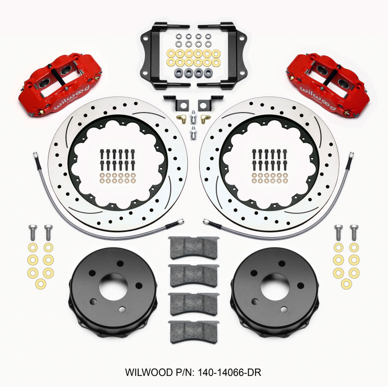 Wilwood 140-14066-dr | Narrow Superlite 4R Rear Kit 14.00in Drilled Red 2007-up Jeep JK w/Lines; 2007-2021