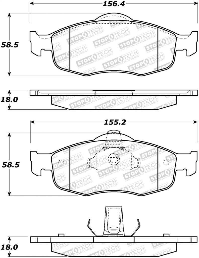 Stoptech 308.06480 | StopTech Street Brake Pads Mercury Cougar exc Sensor, Front; 1999-2002