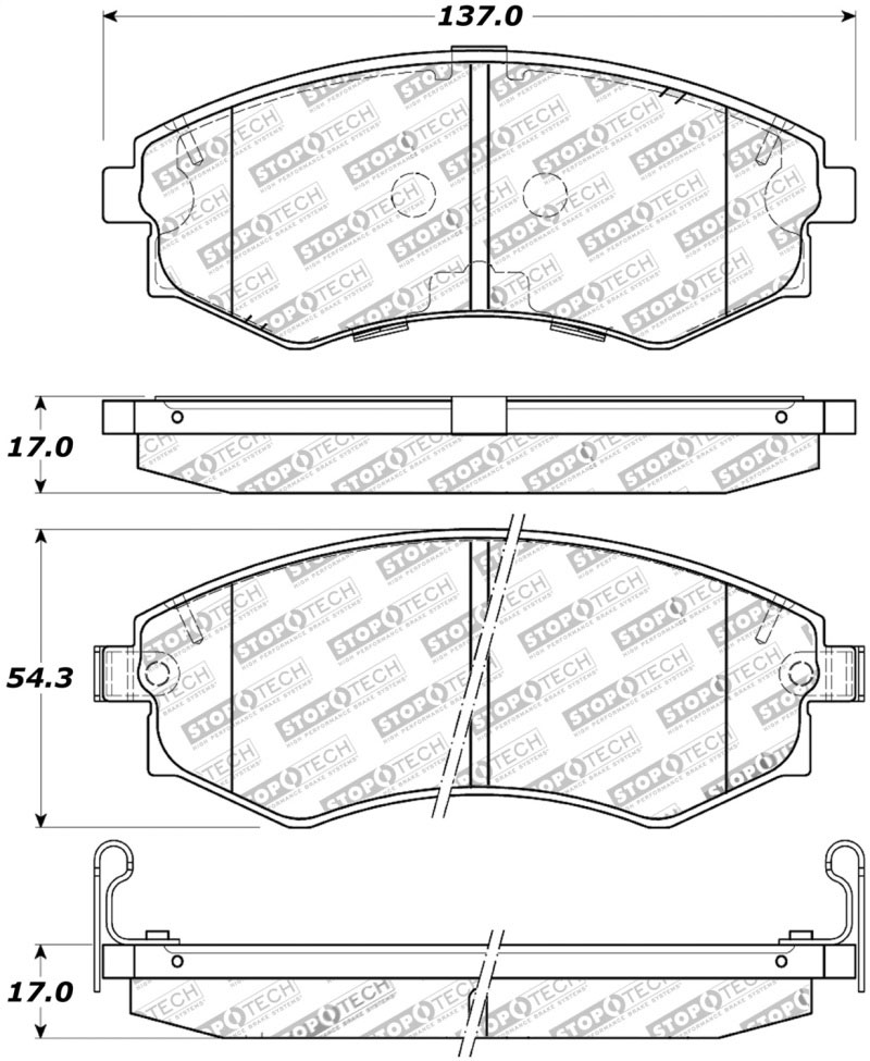 Stoptech 308.07000 | StopTech Street Brake Pads Nissan Sentra GXE To 3/03, Front; 2003-2003