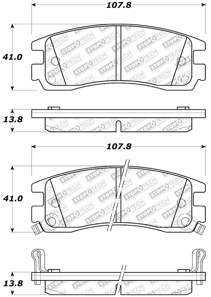 Stoptech 305.06980 | StopTech Street Select Brake Pads Pontiac Grand Am, Rear; 1999-2005