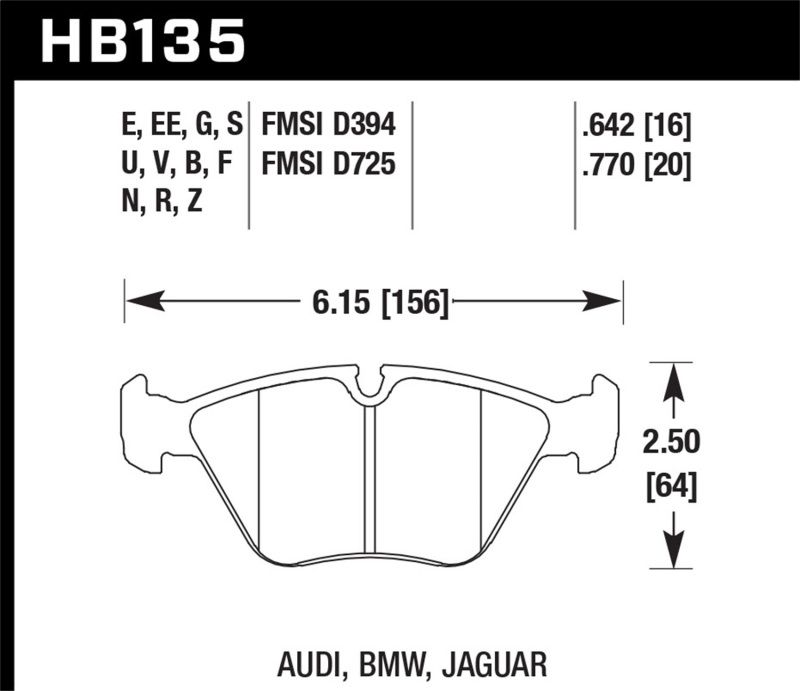 Hawk Performance hb135d760 | Hawk 89-90 Audi 100 Quattro 2.2L Base 1 Piston Caliper Front ER-1 Brake Pads; 1989-1990