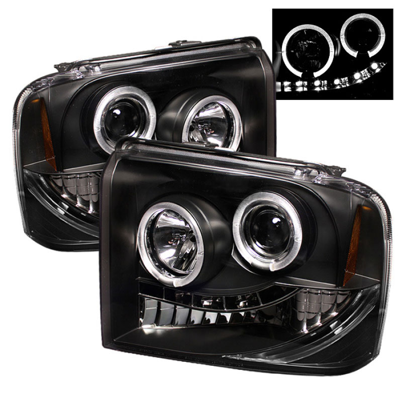 SPYDER 5010544 | Spyder Ford F250/350/450 Super Duty Halo LED ( Replaceable LEDs ) Projector Headlights - Black - (PRO-YD-FS05-HL-BK); 2005-2007