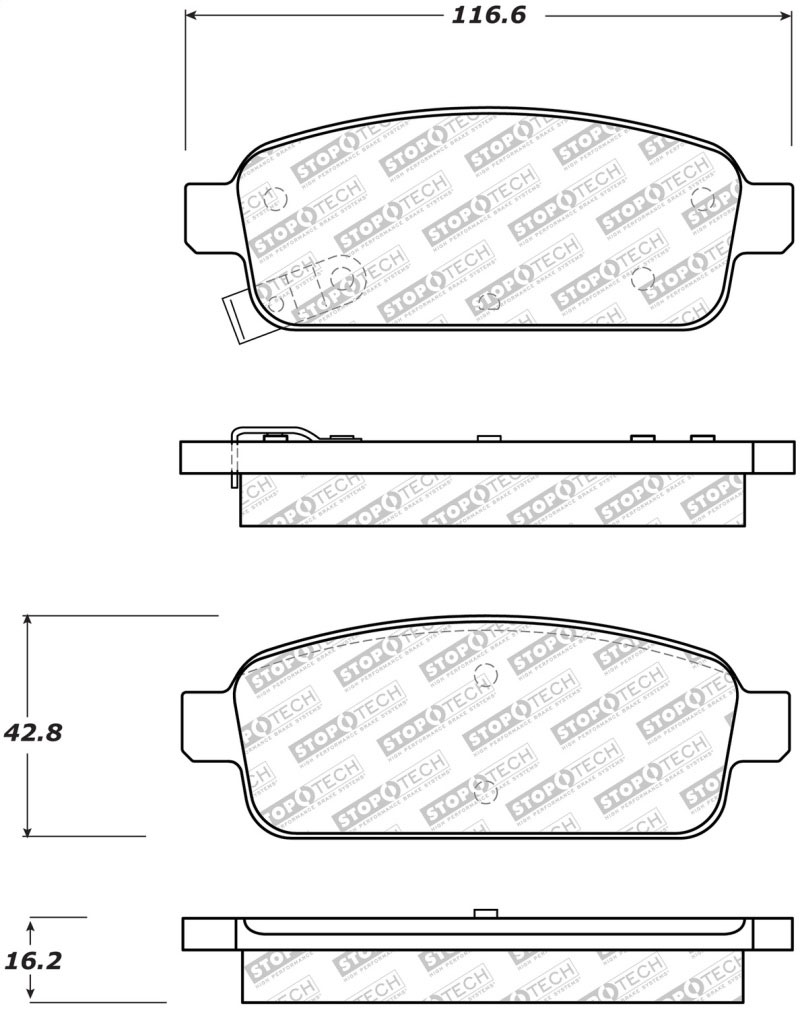 Stoptech 305.14680 | StopTech Street Select Brake Pads Buick Verano, Rear; 2012-2017