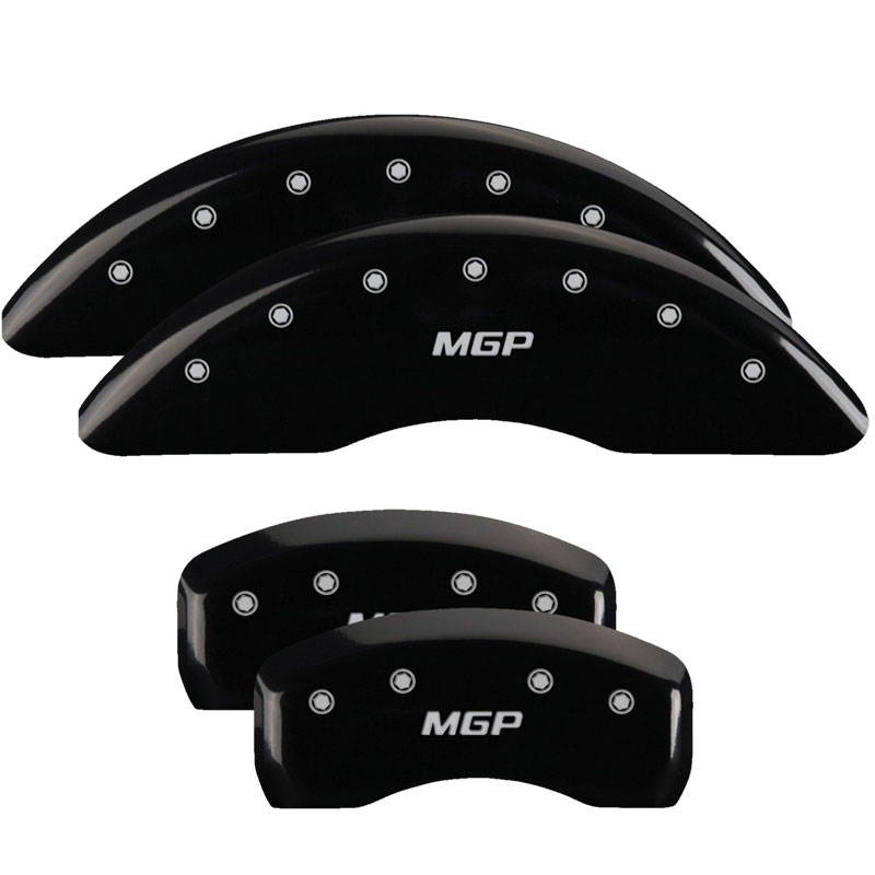 MGP 28181SMGPBK | MGP 4 Caliper Covers Engraved Front & Rear MGP Black finish silver ch; 2016-2016