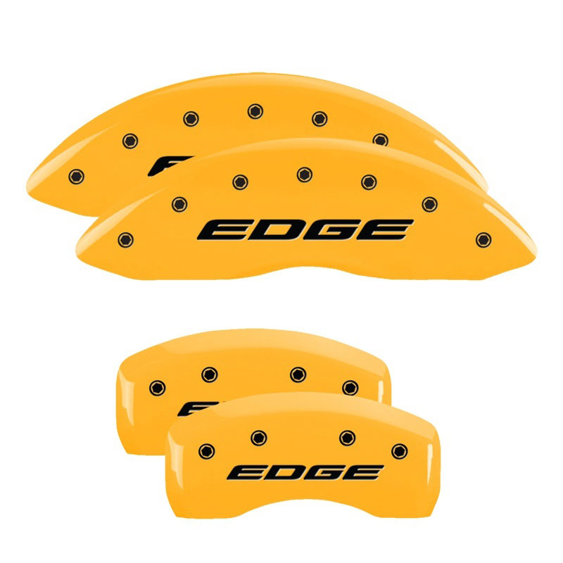 MGP 10242SEDEYL | 4 Caliper Covers Engraved Front & Rear EDGE/2015 Yellow finish black ch; 2015-2018