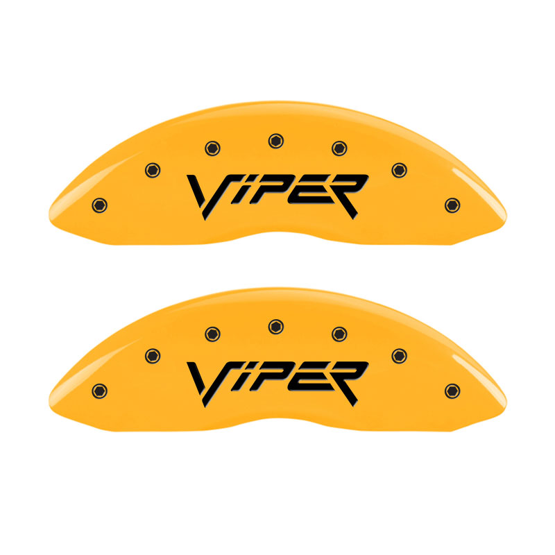 MGP 12203SVIPYL | 4 Caliper Covers Engraved Front & Rear Gen 2/Viper Yellow Finish Black Ch; 2001-2002