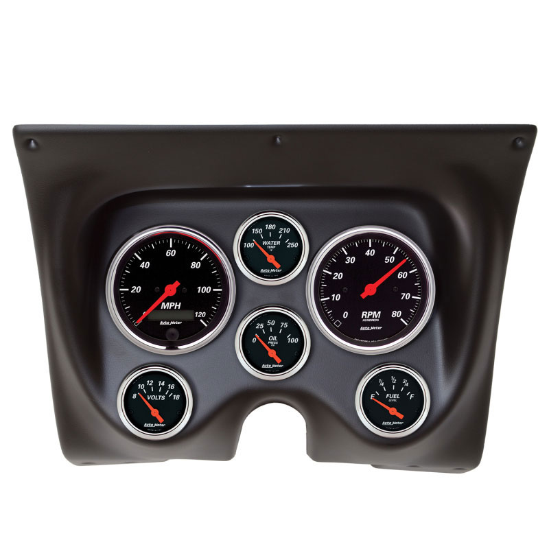 AutoMeter 7020-DB | Autometer Designer Black 67-68 Camaro/Firebird Dash Kit 6pc Tach / MPH / Fuel / Oil / WTMP / Volt; 1967-1968