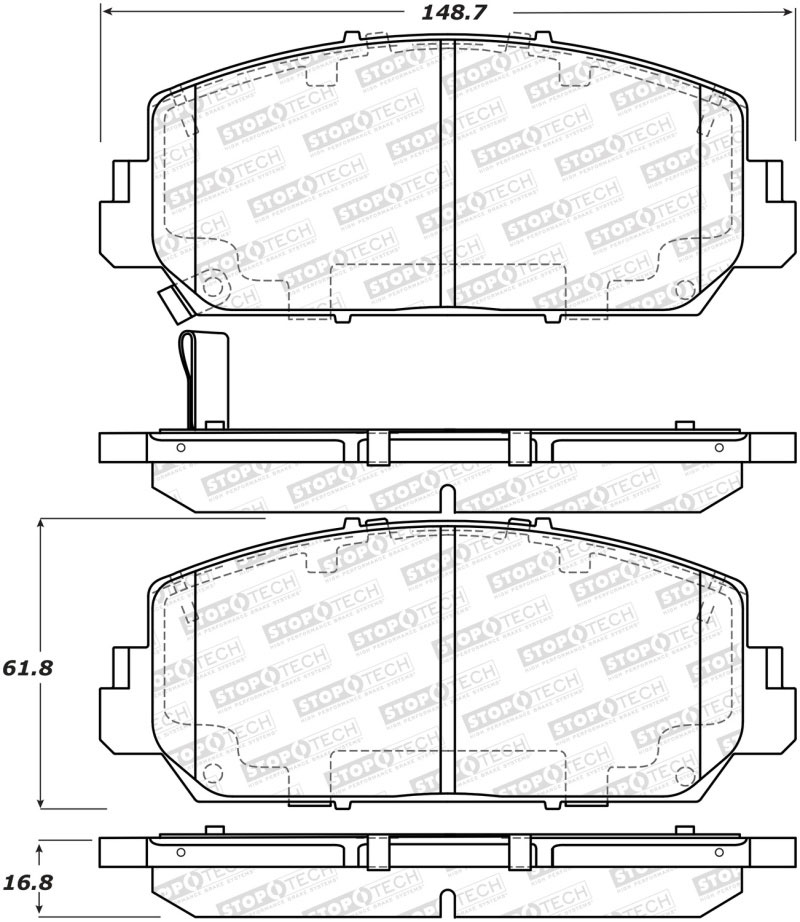 Stoptech 308.16970 | StopTech Street Brake Pads Honda Civic Si, Front; 2017-2018