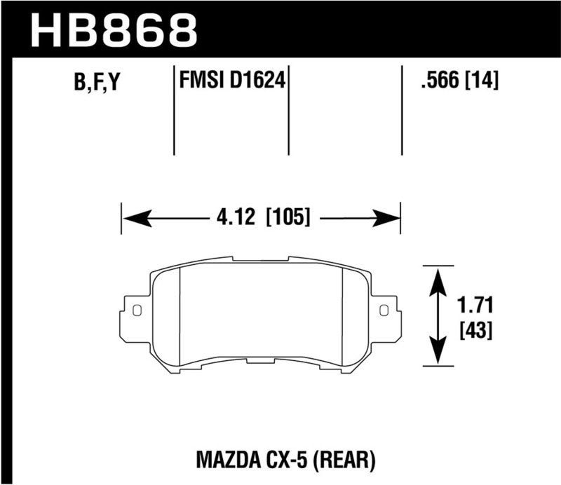 Hawk Performance hb868y.566 | Hawk 17-18 Mazda CX-3 Sport LTS Rear Street Brake Pads; 2017-2018