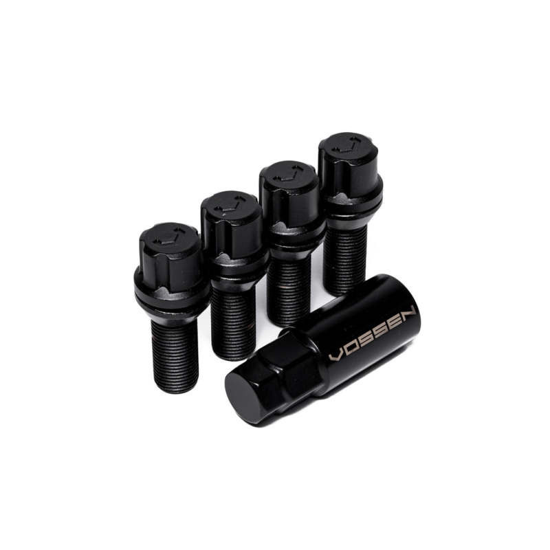 Vossen lug-bl1450-30-bc | 30mm Lock Bolt - 14x1.5 - 17mm Hex - Cone Seat - Black (Set of 4)