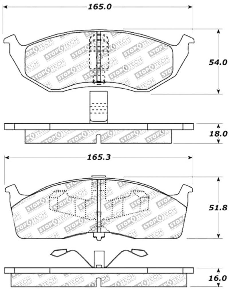 Stoptech 309.06420 | StopTech Sport Brake Pads Plymouth Neon 5 Lug, Front; 1995-1995