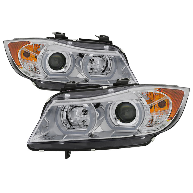 SPYDER 5083845 | Spyder BMW E90 3-Series 4DR Version 2 Projector Headlights - AFS HID Model Only - Light Bar DRL - Chrome - (PRO-YD-BMWE9005V2-AFSHID-C); 2006-2008