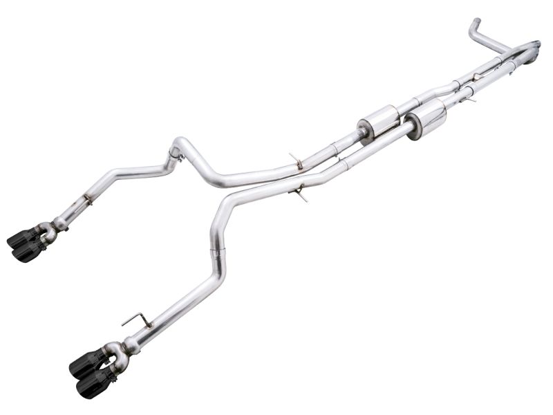 AWE Tuning 301543204 | 4th Gen GM 1500 6.2L 0FG Catback Split Rear Exit (w/ Bumper Cutouts) - Quad Diamond Tips