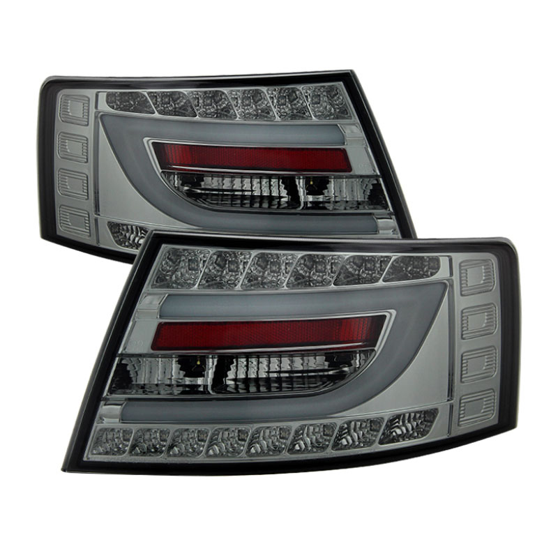 SPYDER 5080776 | Spyder Audi A6 4Dr Sedan Only (non-Quattro) Light Bar LED Tail Lights - LED Model Only - Smoke - (ALT-YD-AA605V2-LBLED-SM); 2005-2008