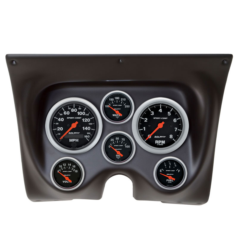 AutoMeter 7020-SC | Autometer Sport-Comp 67-68 Camaro/Firebird Dash Kit 6pc Tach / MPH / Fuel / Oil / WTMP / Volt; 1967-1968