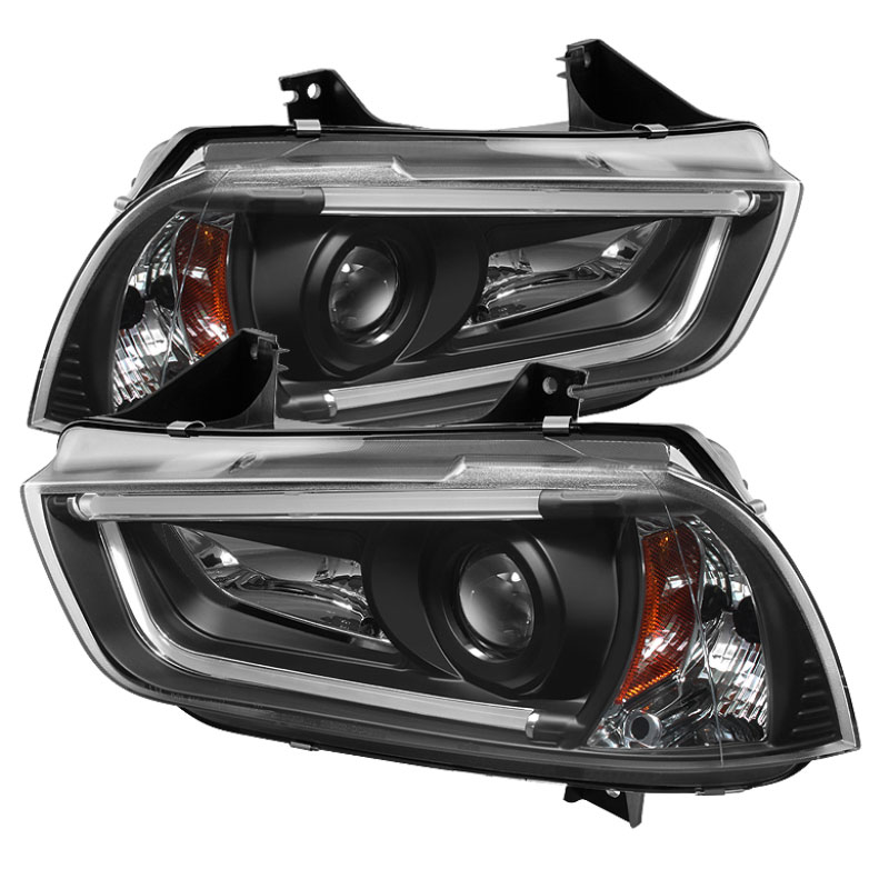 SPYDER 5074188 | Spyder Dodge Charger Projector Headlights - Halogen Model Only ( Not Compatible With Xenon/HID Model ) - Light Tube DRL - Black - High H1 (Included) - Low H7 (Included); 2011-2013