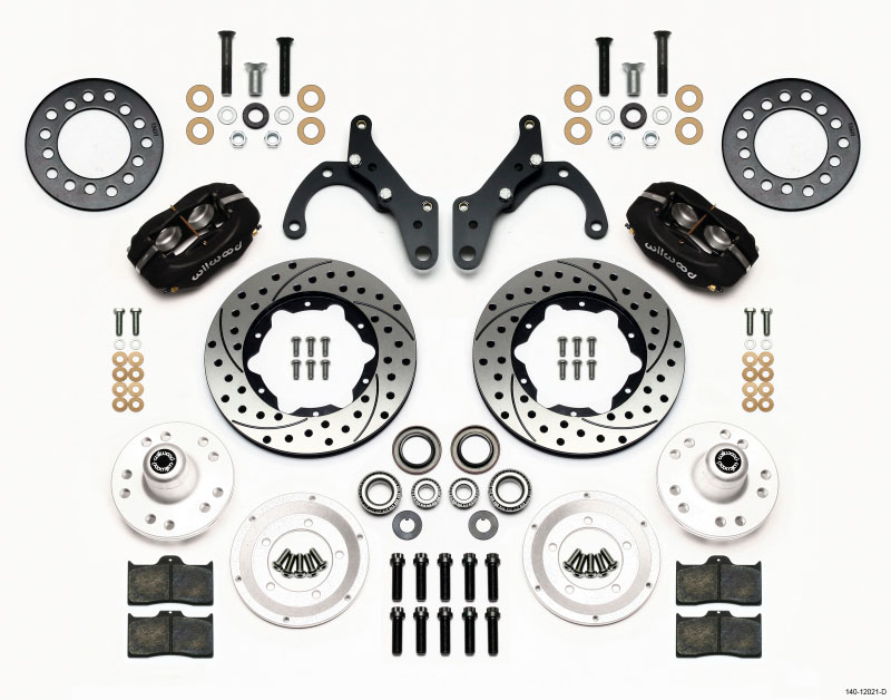 Wilwood 140-12021-d | Forged Dynalite Front Kit 11.00in Drilled 65-68 Chevy Impala -Drum Spindle; 1965-1968