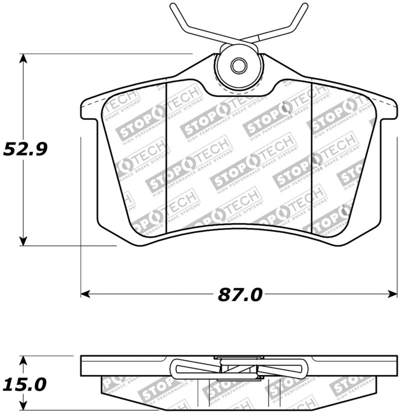 Stoptech 308.03400 | StopTech Street Brake Pads Volkswagen Beetle 288mm Front Disc, Rear; 2009-2017