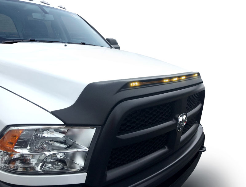 AVS 753051 | 2010-2018 Dodge Ram 2500 Aeroskin Low Profile Hood Shield w/ Lights - Black; 2010-2018