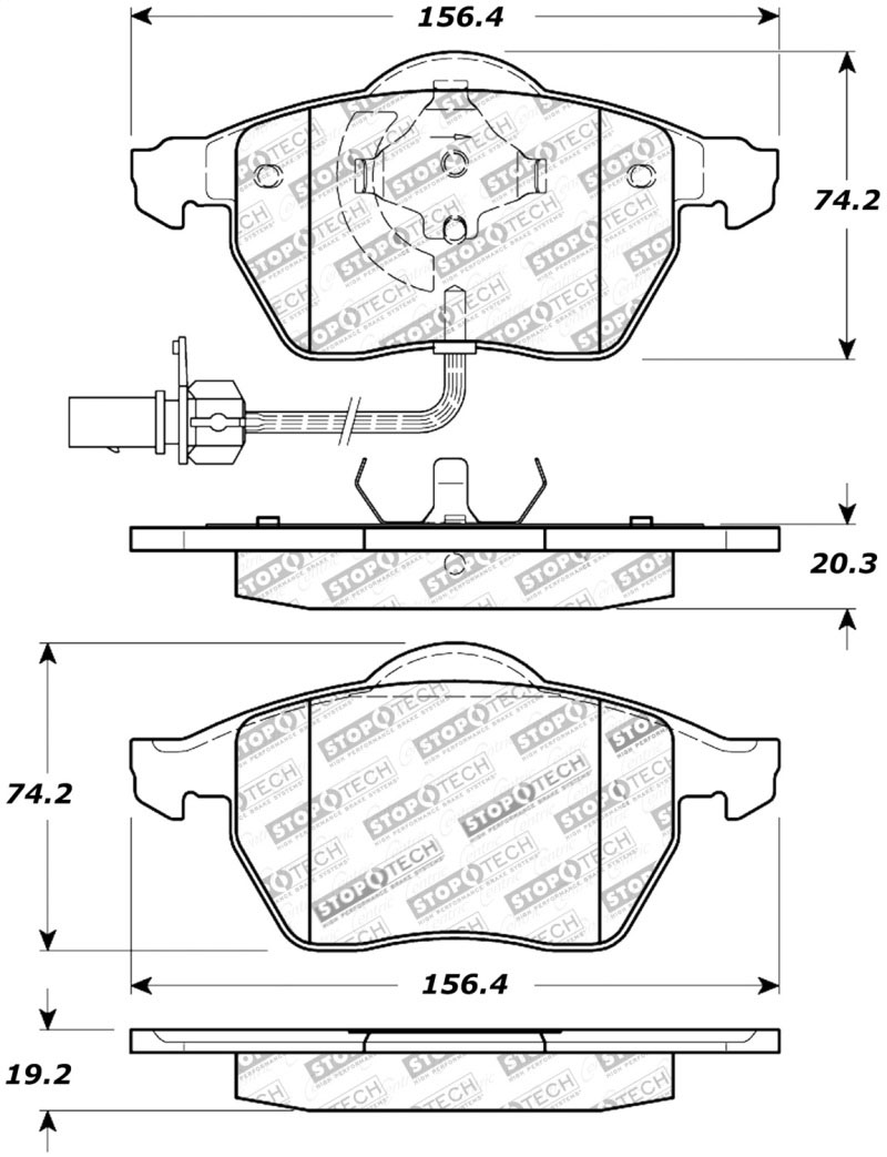 Stoptech 308.08400 | StopTech Street Brake Pads Audi A4 Quattro, Front; 2000-2006