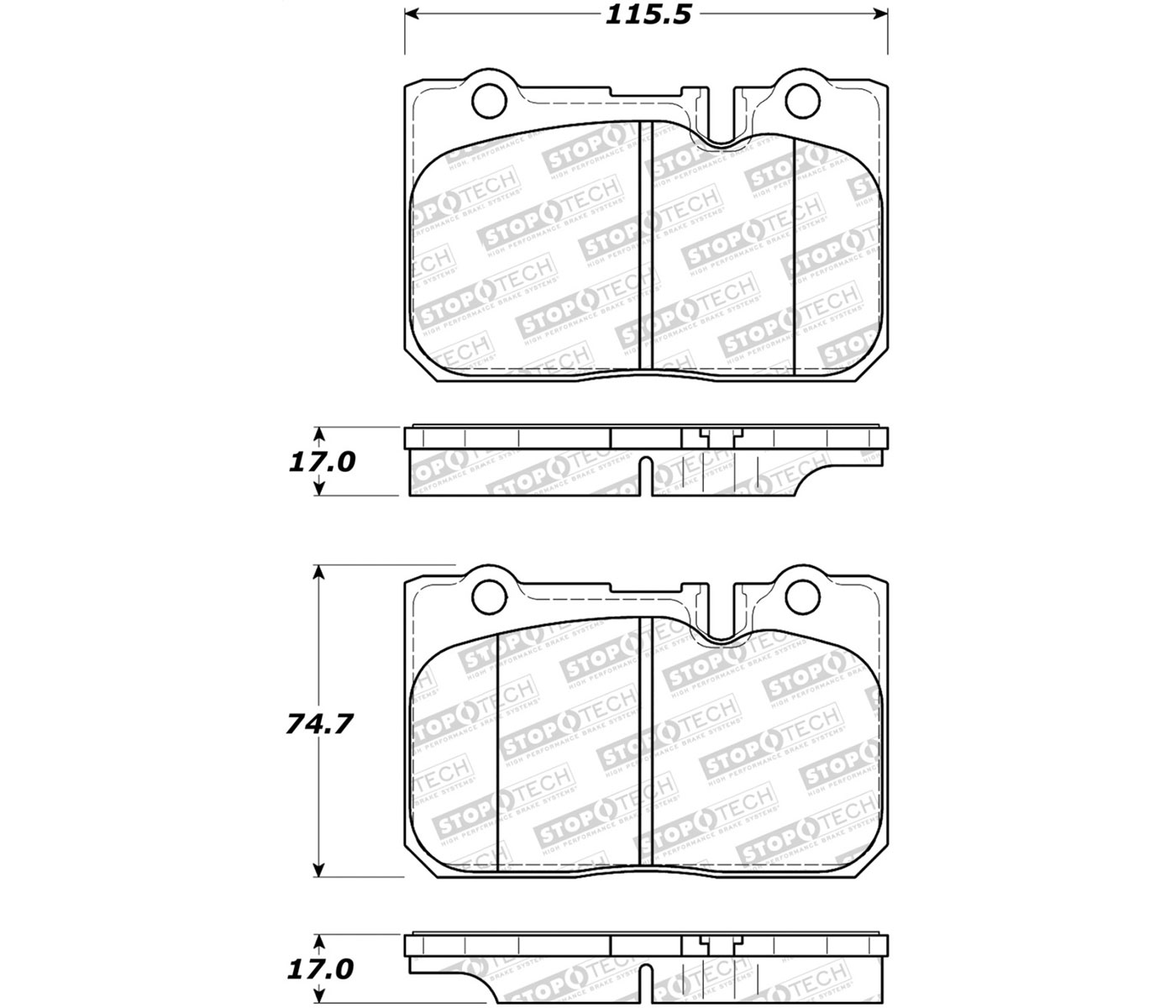 Stoptech 308.06650 | StopTech Street Brake Pads Lexus LS400, Front; 1995-2000