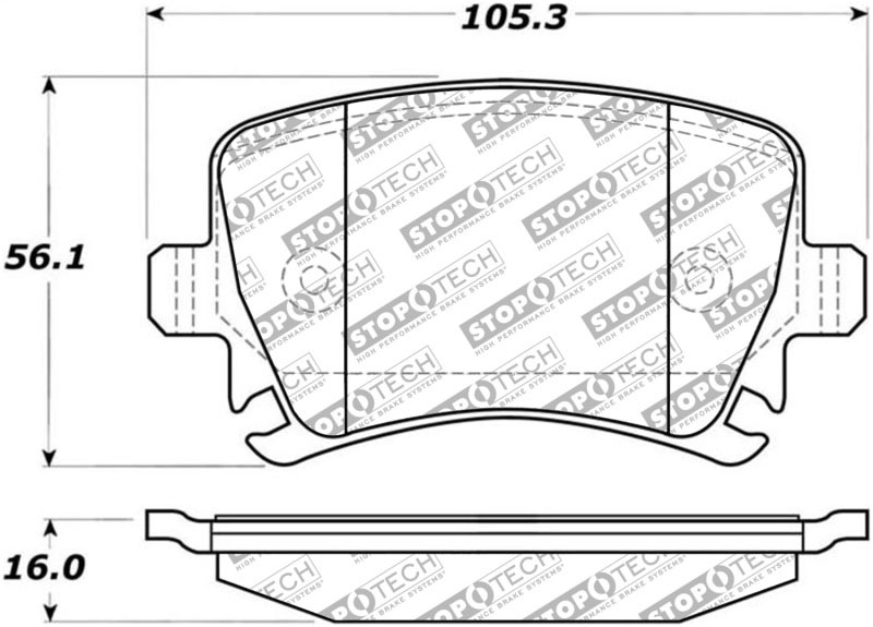 Stoptech 305.11080 | StopTech Street Select Brake Pads Volkswagen GTI, Rear; 2006-2010