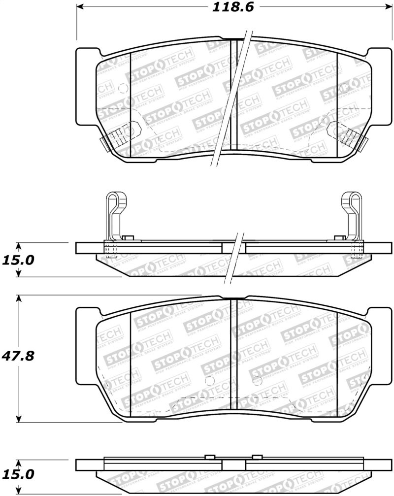 Stoptech 308.09540 | StopTech Street Brake Pads Kia Sorento, Rear; 2003-2009