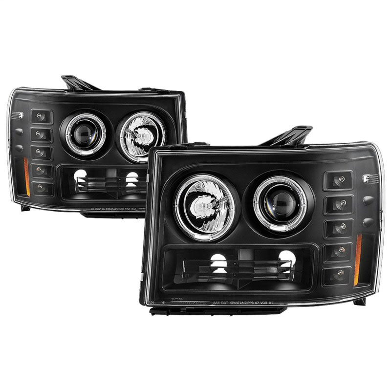 SPYDER 5086020 | Spyder GMC Sierra 1500/GMC Sierra Denali 08-13 Projector LED Halo- LED All Blk PRO-YD-GS07-HL-BKV2; 2008-2013